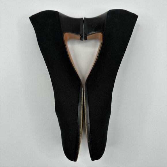 Salvatore Ferragamo Women’s Black Canvas Block Heel Designer Heels US 6.5 AA - Picture 8 of 16